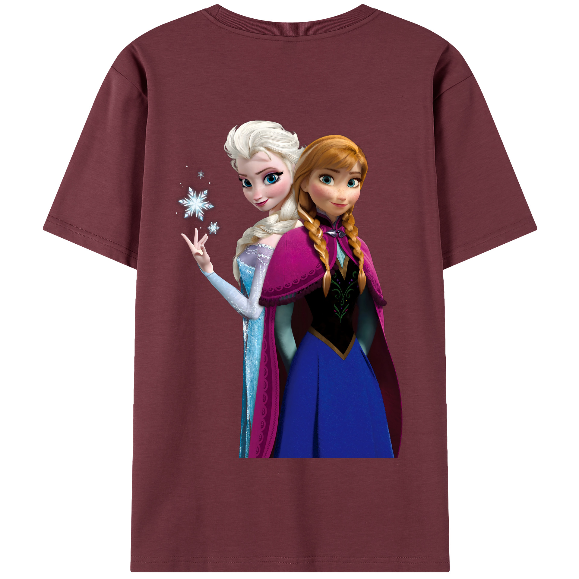 （画像用） アナと雪の女王 アンナ エルサ Frozen Anna Elsa 綿100％半袖Tシャツ（背面プリント）